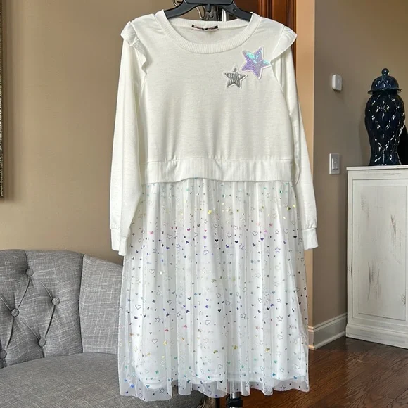 three pink hearts dress Three Pink Hearts dress women's small Trixxi maxi pink blue geometric stretchy